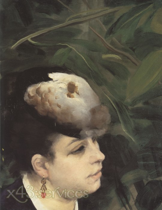 Auguste Renoir - Frau mit Moewenfeder Frau im Garten Detail